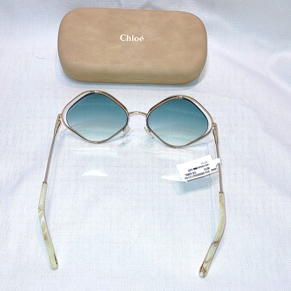 Chloé Poppy 57mm Diamond Shape Sunglasses-Blue Havana - Picture 7 of 13